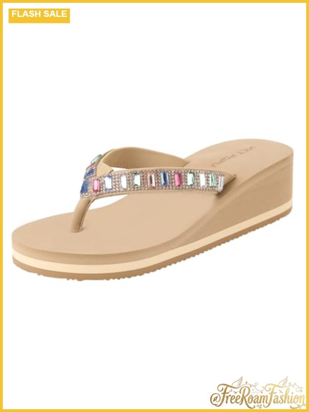 Rhinestone Platform High Heel Flip Flops with Arch Support